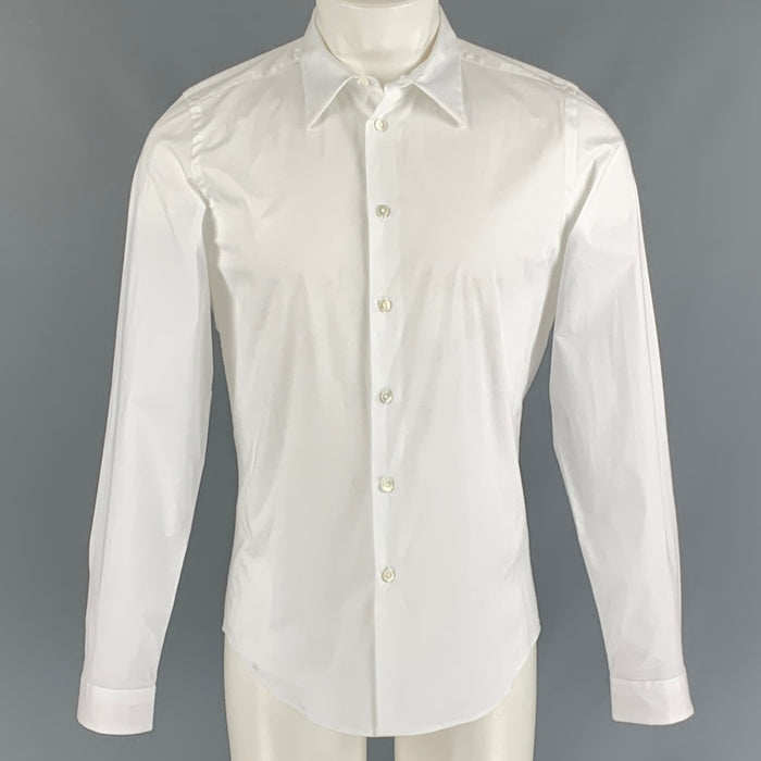 PAUL SMITH PS by Size M Camisa blanca de manga larga con botones de algodón sólido