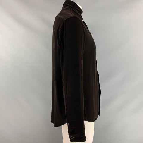 GIORGIO ARMANI Size L Solid Brown Velvet Long Sleeve Shirt Jacket