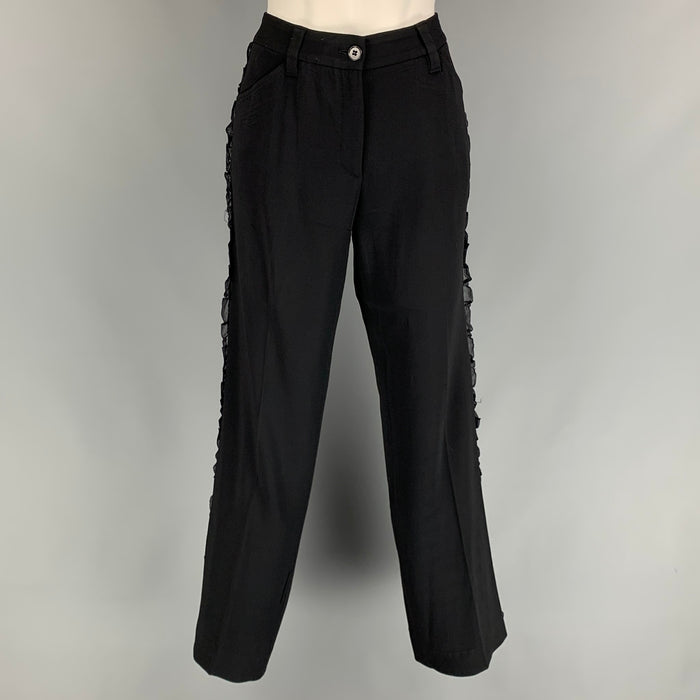 DOLCE & GABBANA Talla 28 Pantalón de vestir con volantes de malla negra