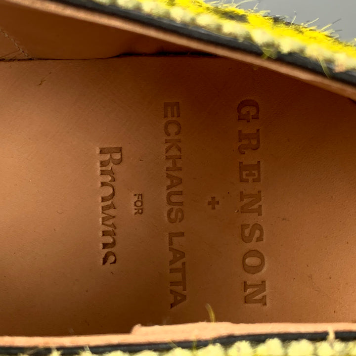 ECKHAUS LATTA x GRENSON Size 10 Yellow Black Animal Print Leather Wingtip Lace Up Shoes