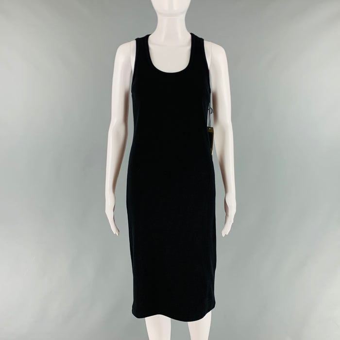 BOTTEGA VENETA Size S Black Cotton Ribbed Tank Mid-Calf Dress