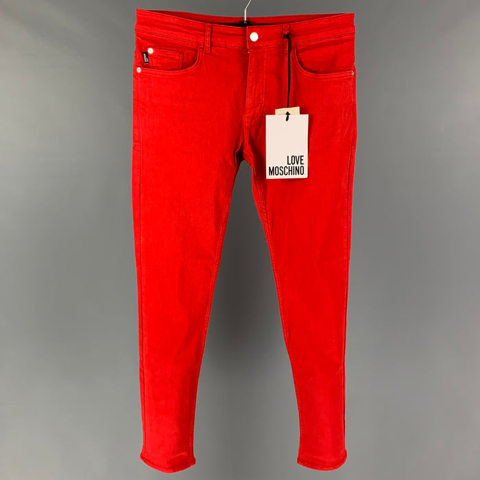 LOVE MOSCHINO Size 31 Red Cotton Skinny Jeans