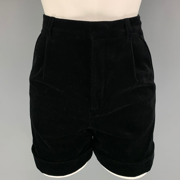 SAINT LAURENT Size 2 Black Cotton High Waisted Shorts