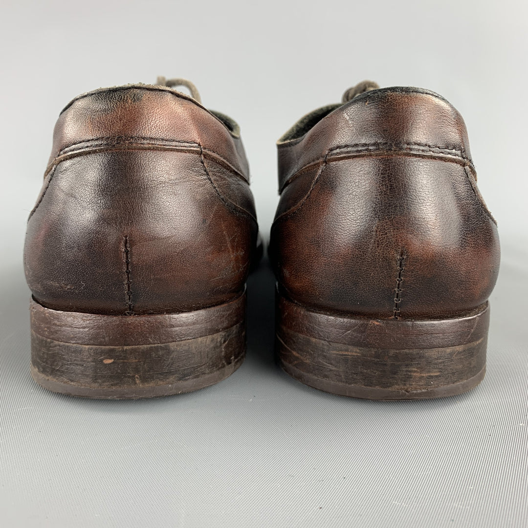 HUDSON Size 12 Brown Antique Leather Lace Up Shoes