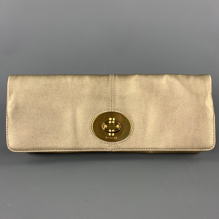 COACH Gold Leather Clutch Purse