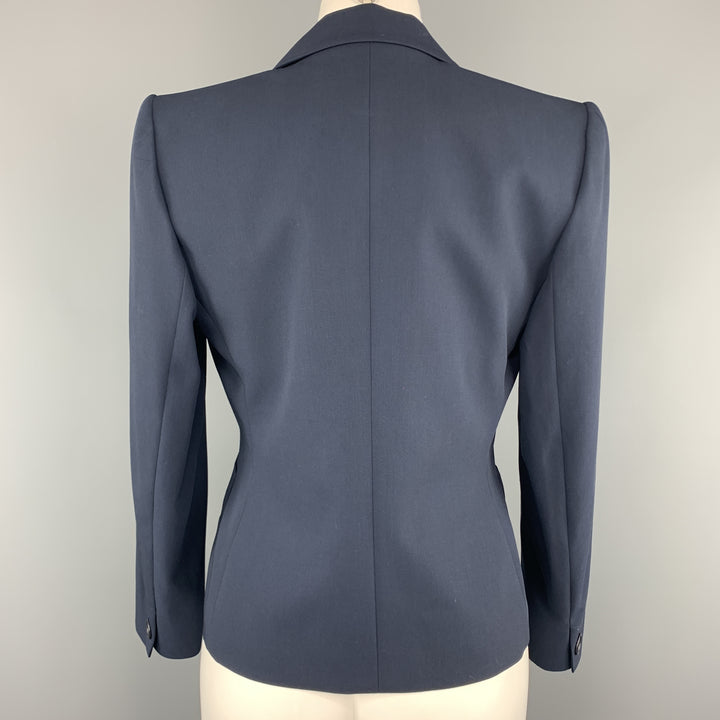 YVES SAINT LAURENT Size 6 Navy Virgin Wool Cropped Sport Jacket
