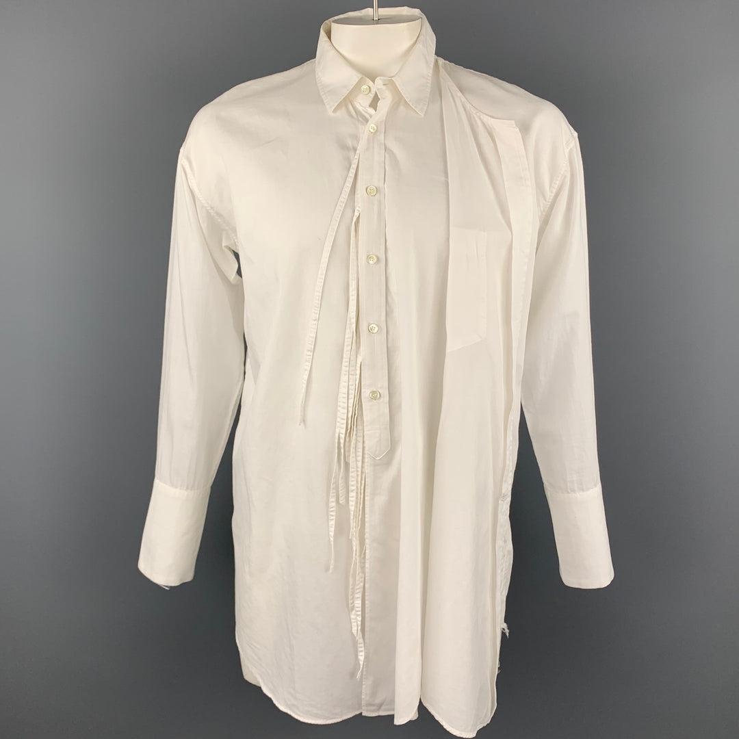 BEDj.w.FORD Size M White Cotton / Silk Long Asymmetrical Sleeve Shirt