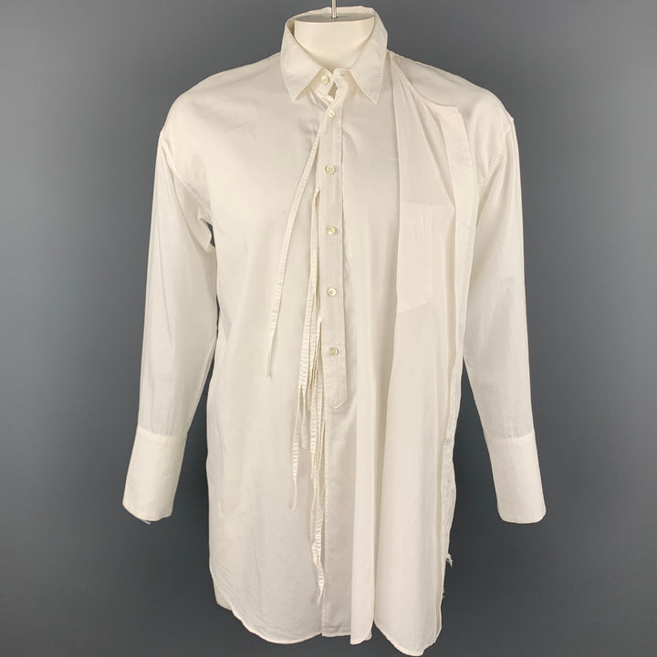 BEDj.w.FORD Size M White Cotton / Silk Long Asymmetrical Sleeve Shirt
