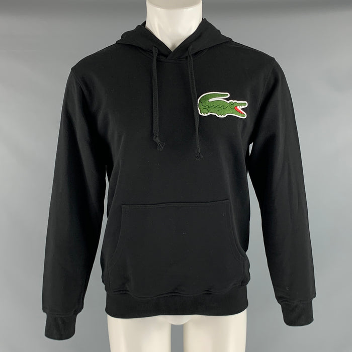 COMME des GARCONS Size M Black Green Logo Cotton Hoodie Sweatshirt
