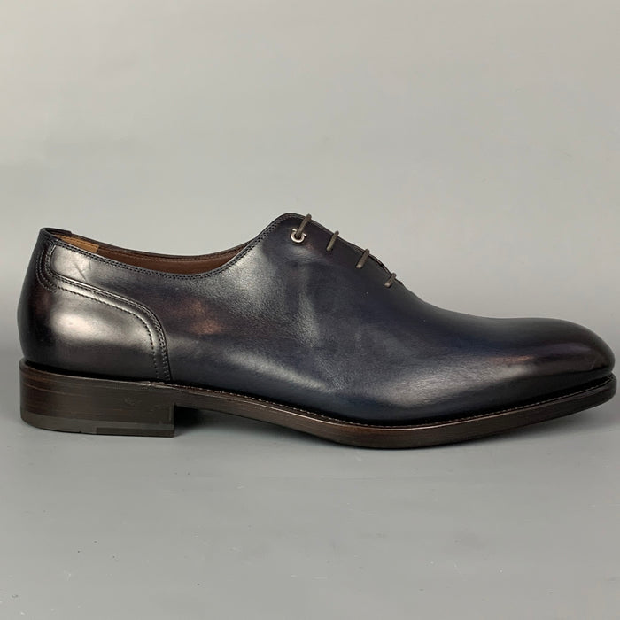 SALVATORE FERRAGAMO Tramezza Size 10.5 Black Leather Lace Up Shoes