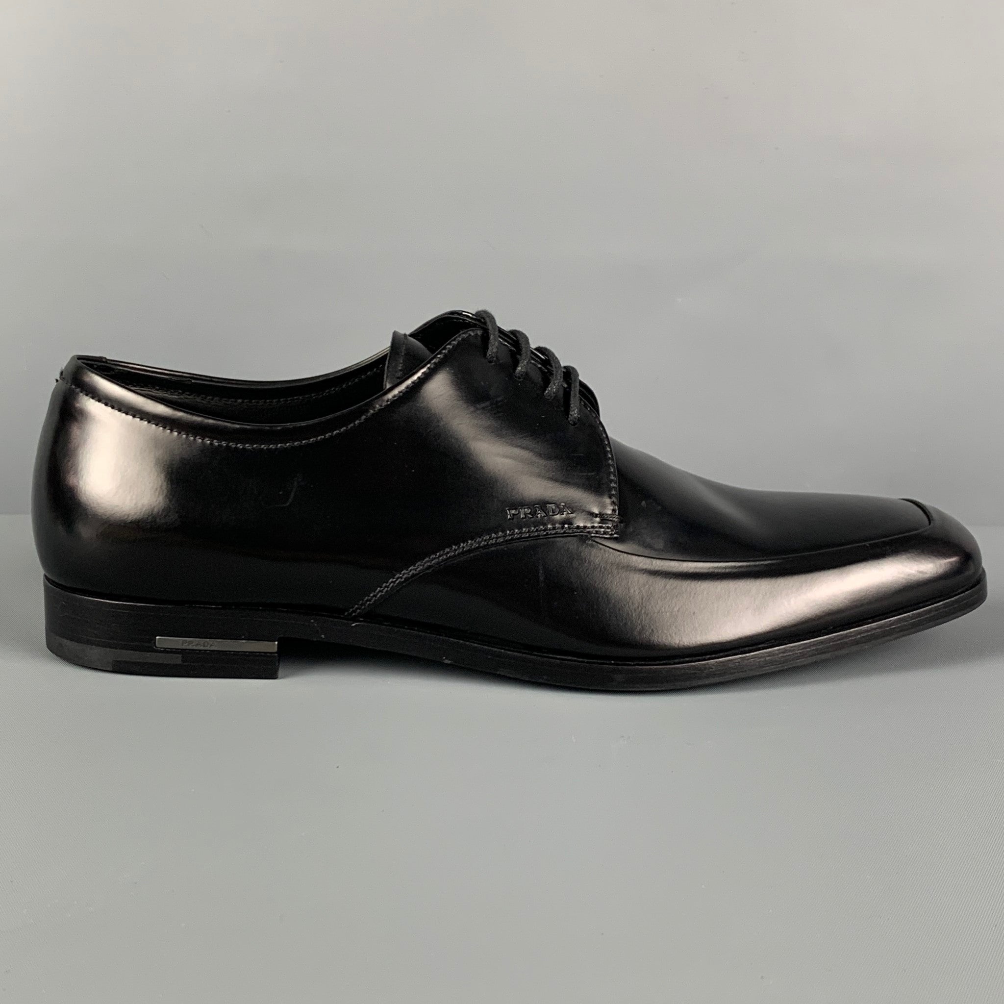 靴 prada leather shoes Prada Men's Black Polished Leather Oxfords Dress Shoes