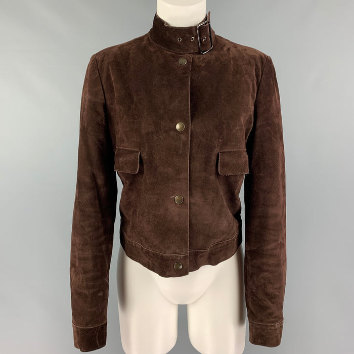 MIU MIU Size 6 Brown Suede Snaps Jacket