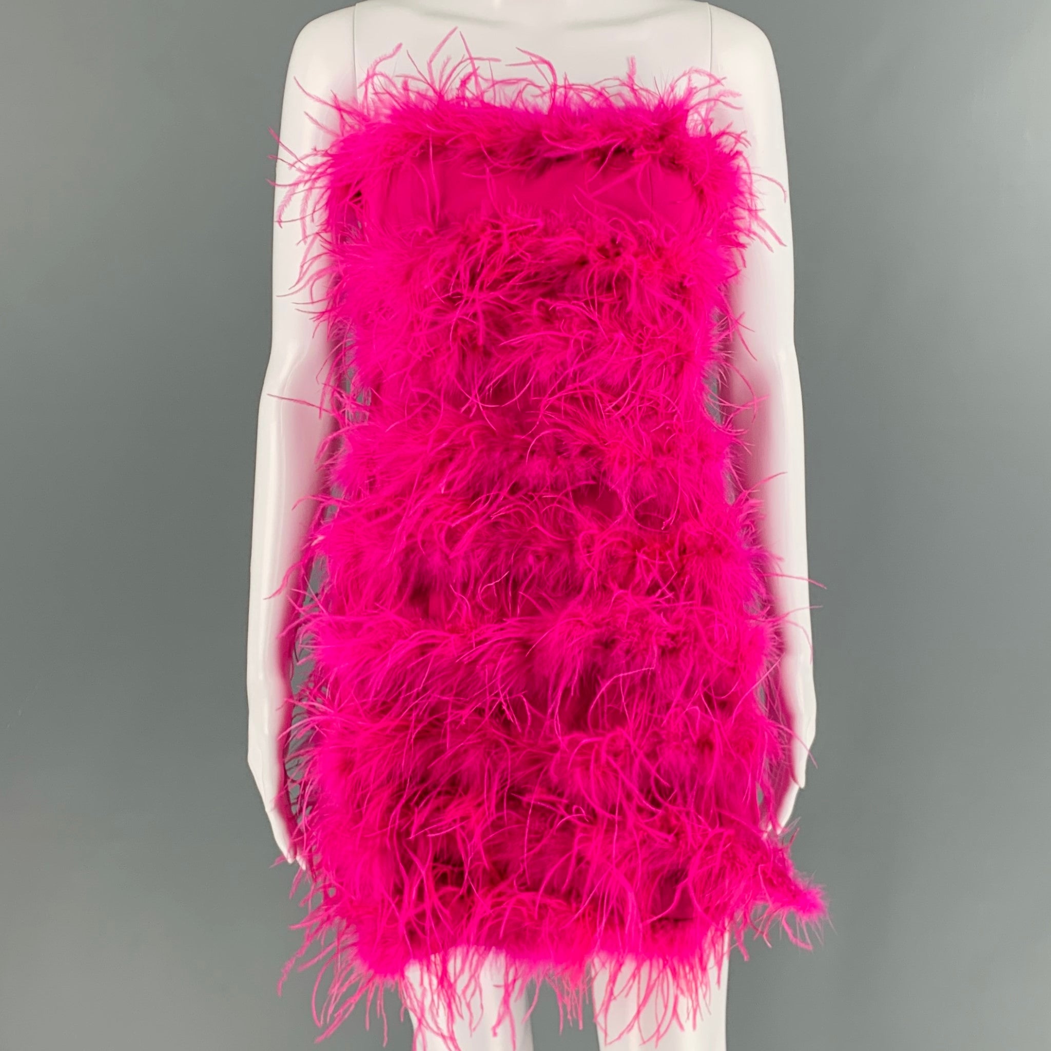 attico pink feather dress The Attico Feather Mini Dress | Pink