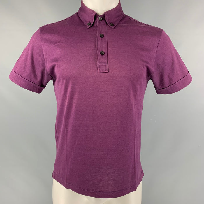 LANVIN Size S Purple Solid Cotton Polo