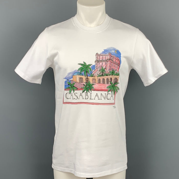 CASABLANCA Size S White Cotton Graphic T-shirt