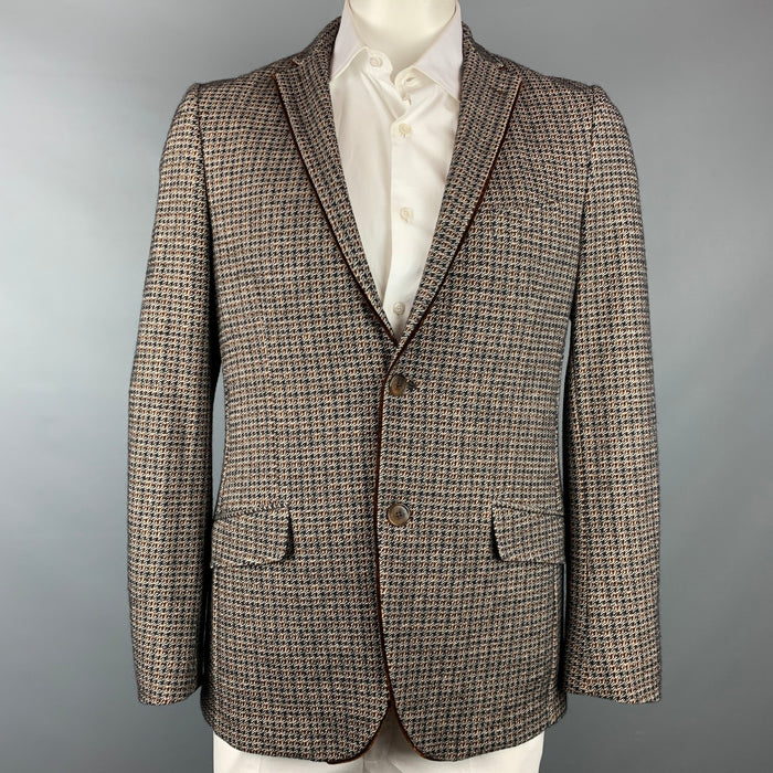 ETRO Size 44 Brown & Tan Plaid Alpaca Blend Notch Lapel Sport Coat