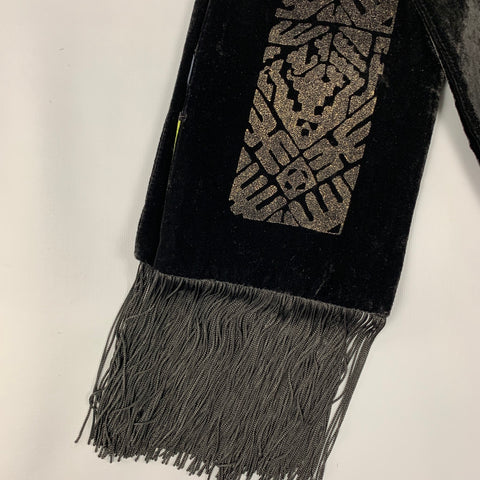 ETRO Black Glitter Viscose / Silk Velvet Scarf