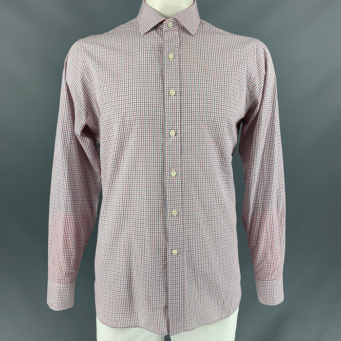 POLO by RALPH LAUREN Size L White, Red & Blue Checkered Cotton Long Sleeve Shirt