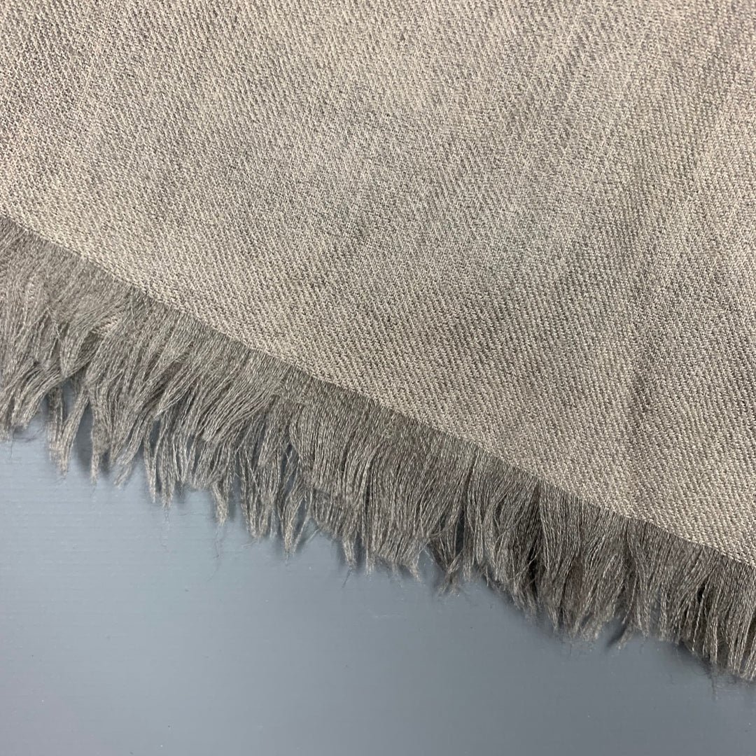 COLOMBO Grey & Beige Cashmere / Silk Fringe Scarf
