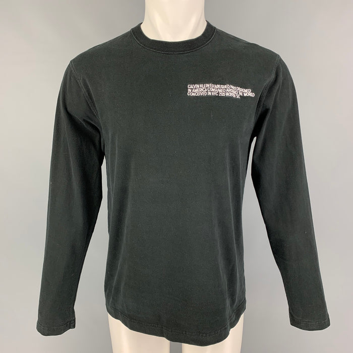 CALVIN KLEIN 205W39NYC Size M Black Embroidery Long Sleeve T-shirt