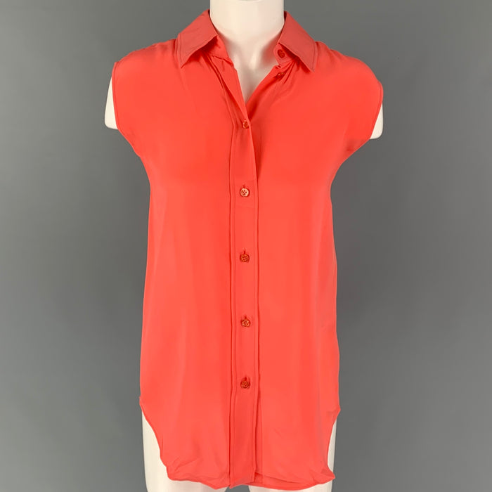 GIVENCHY Size 6 Orange Silk Sleeveless Casual Top