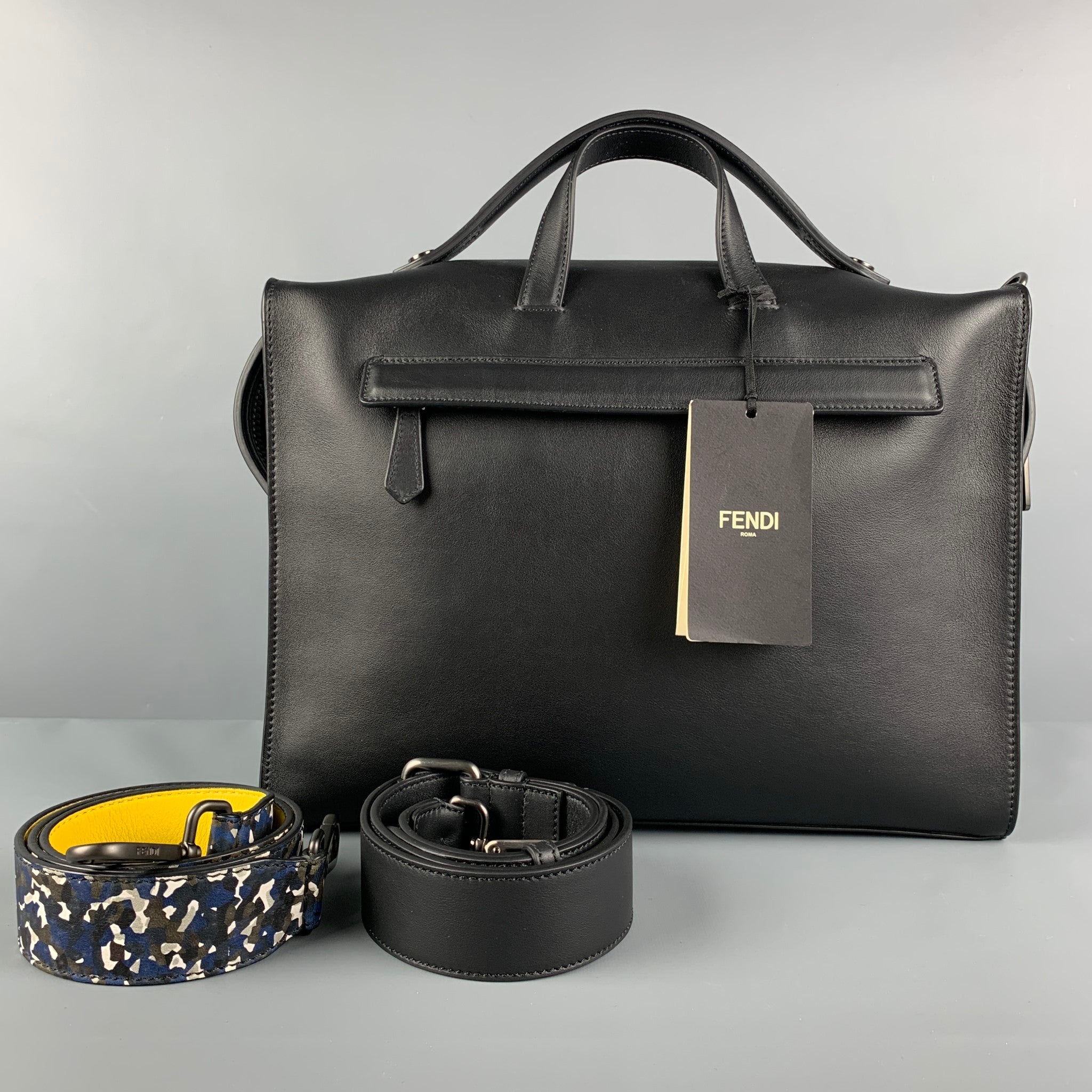 FENDI Black Leather 7VA400 Tote Briefcase Bag – Sui Generis Designer  Consignment