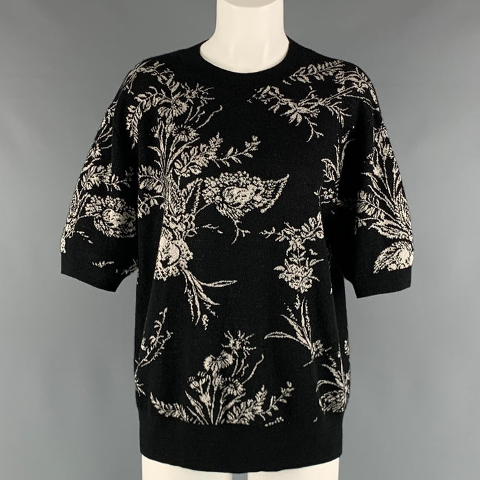 DRIES VAN NOTEN Size M Black Silver Cashmere Blend Knitted Pullove