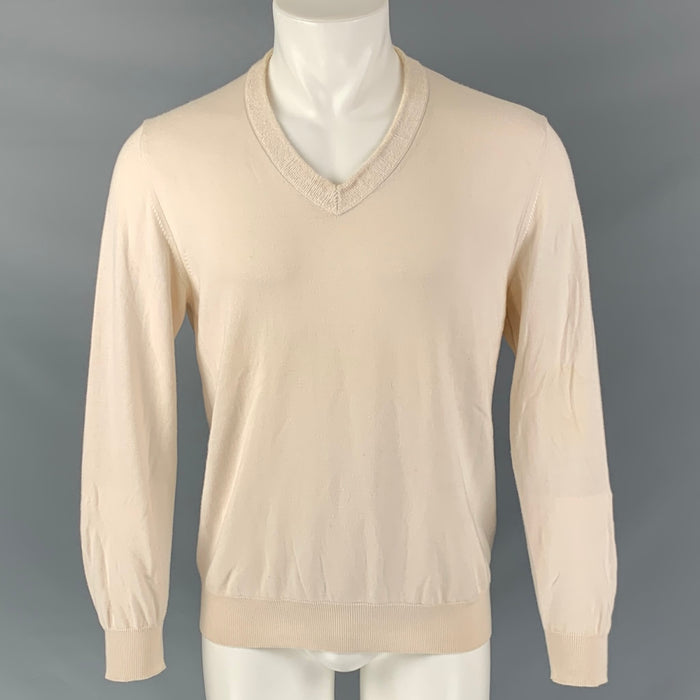 MAISON MARTIN MARGIELA Size M Beige Solid Cotton V-Neck Pullover