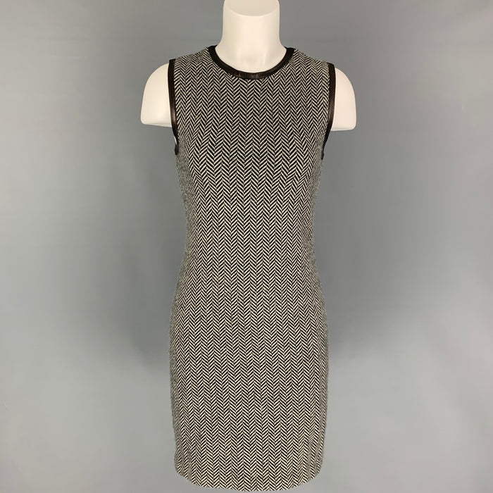 RALPH LAUREN Black Label Size M Black White Cashmere Herringbone Sleeveless Dress