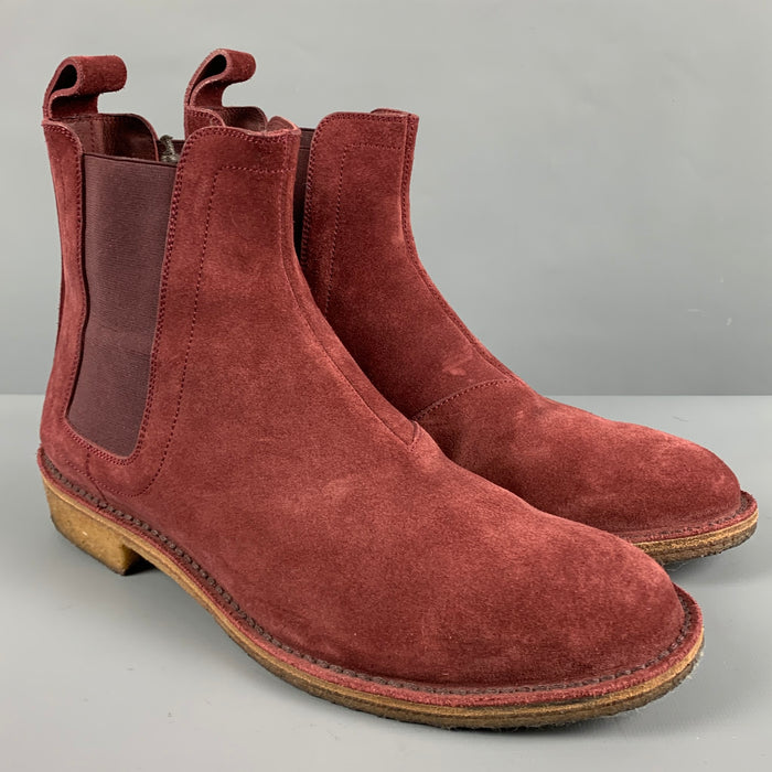 BOTTEGA VENETA Size 7.5 Burgundy Suede Chelsea Boots