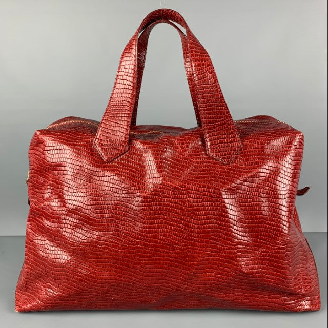 PAUL SMITH Bolso de mano de cuero grabado en color burdeos