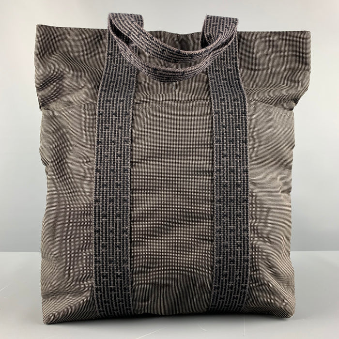 HERMES Black Taupe Nailhead Polyamide Blend Bags