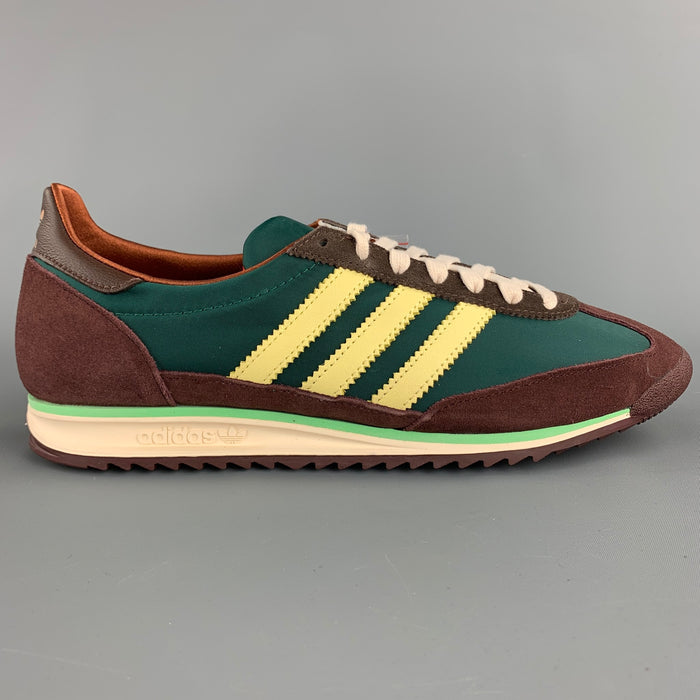 ADIDAS x WALES SL72 Size 9.5 Green & Brown Leather Lace Up Sneakers