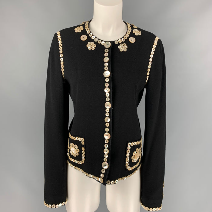 Vintage CHEAP and CHIC by MOSCHINO Size 10 Black Wool Applique Jacket