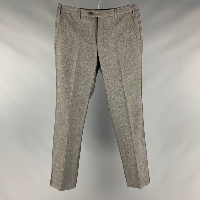 GIORGIO ARMANI Size 34 Grey Heather Wool Blend Zip Fly Dress Pants
