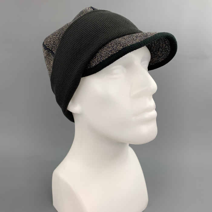 KAPITAL Gray Color Block Knitted Cotton Hat