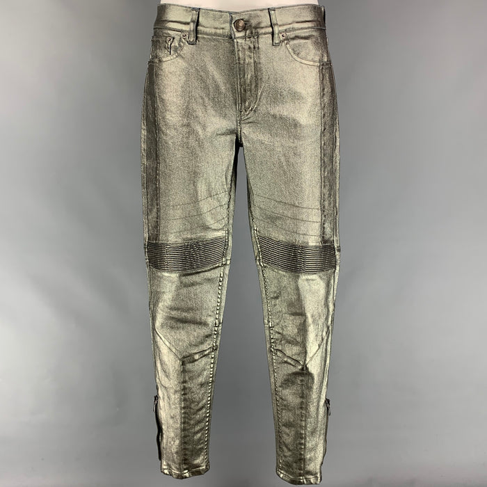 RALPH LAUREN COLLECTION Size 27 Anthracite Cotton Motorcycle Jeans