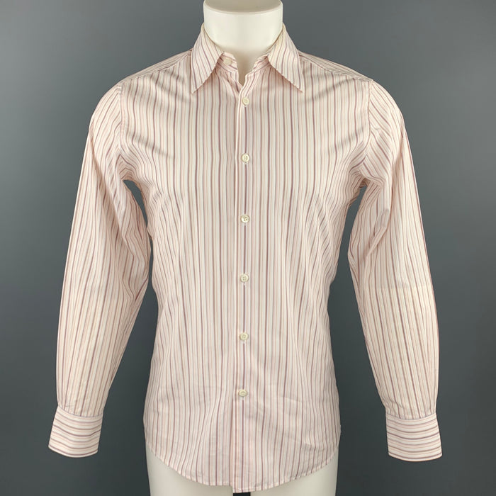 PRADA Size M White Stripe Cotton Button Up Long Sleeve Shirt