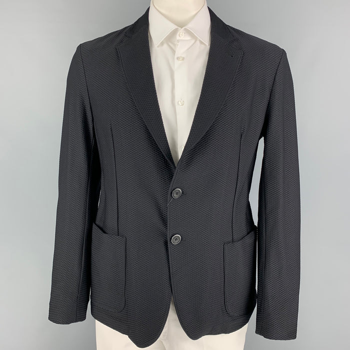 EMPORIO ARMANI Size 42 Regular Black Woven Polyamide Sport Coat