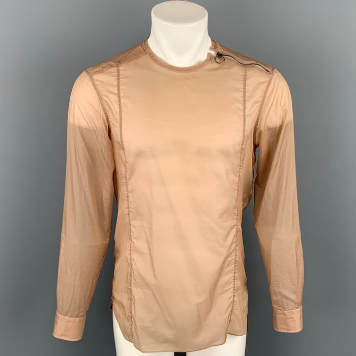 LANVIN Size S Tan Polyamide Blend Side Zipper Long Sleeve Shirt