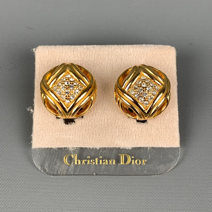 Vintage 80's CHRISTIAN DIOR Gold Woven Metal Earrings