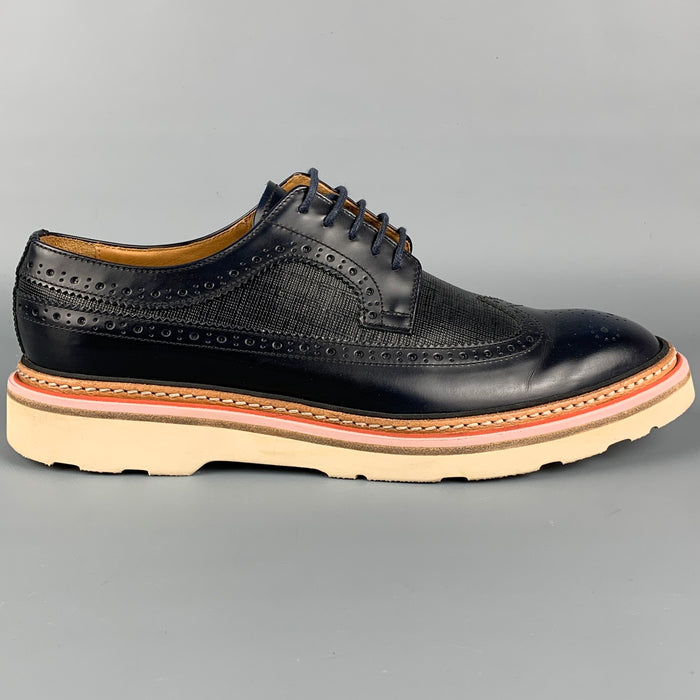 PAUL SMITH Zapatos con cordones y punta de ala de cuero perforado negro Talla 7