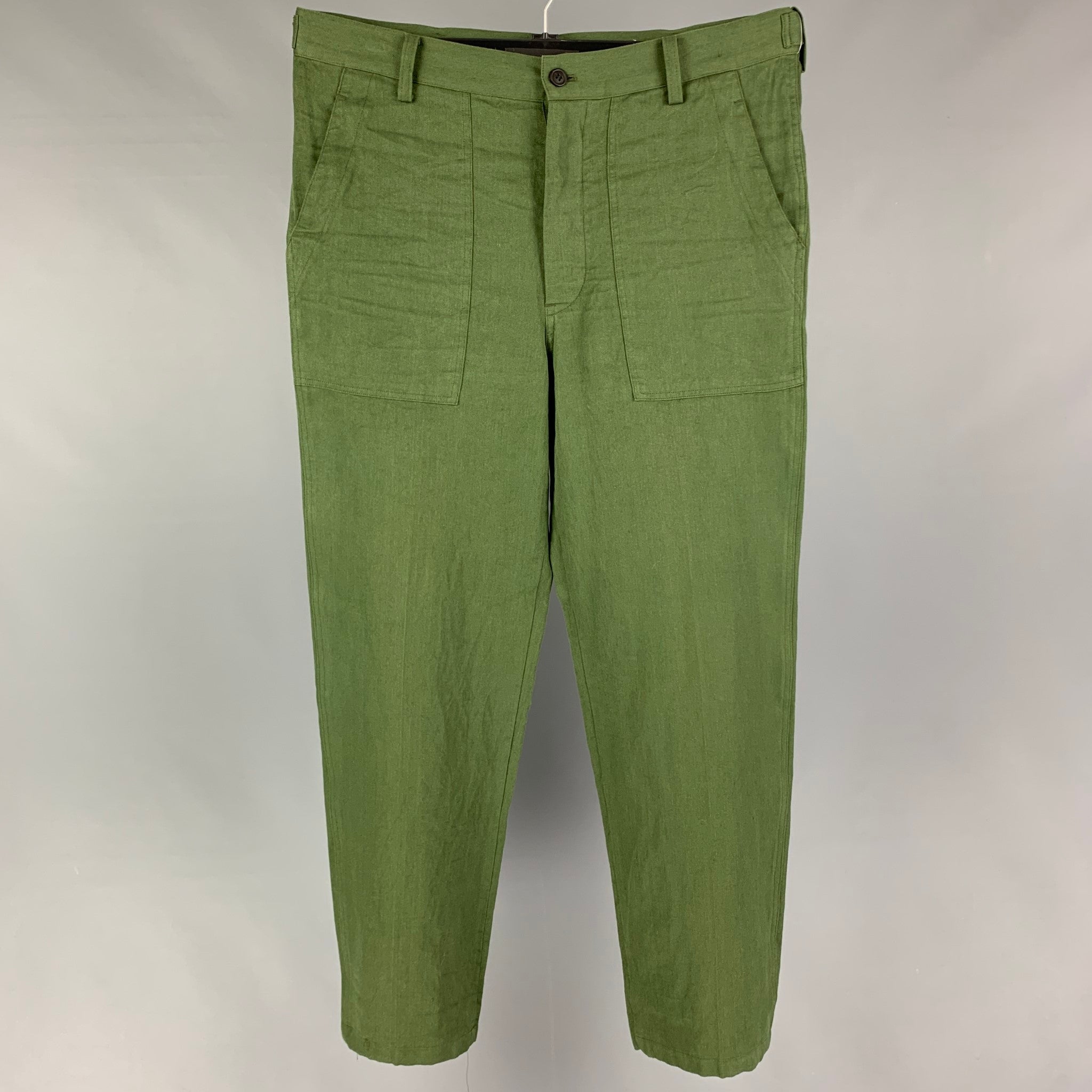 VISVIM Size L Olive Linen Blend Zip Fly Alda Pants – Sui Generis