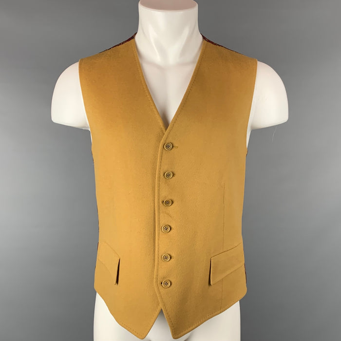 SALVATORE FERRAGAMO Size 42 Mustard Wool Buttoned Vest