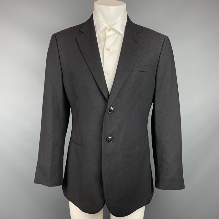 GIORGIO ARMANI Size 40 Black Wool Notch Lapel Sport Coat