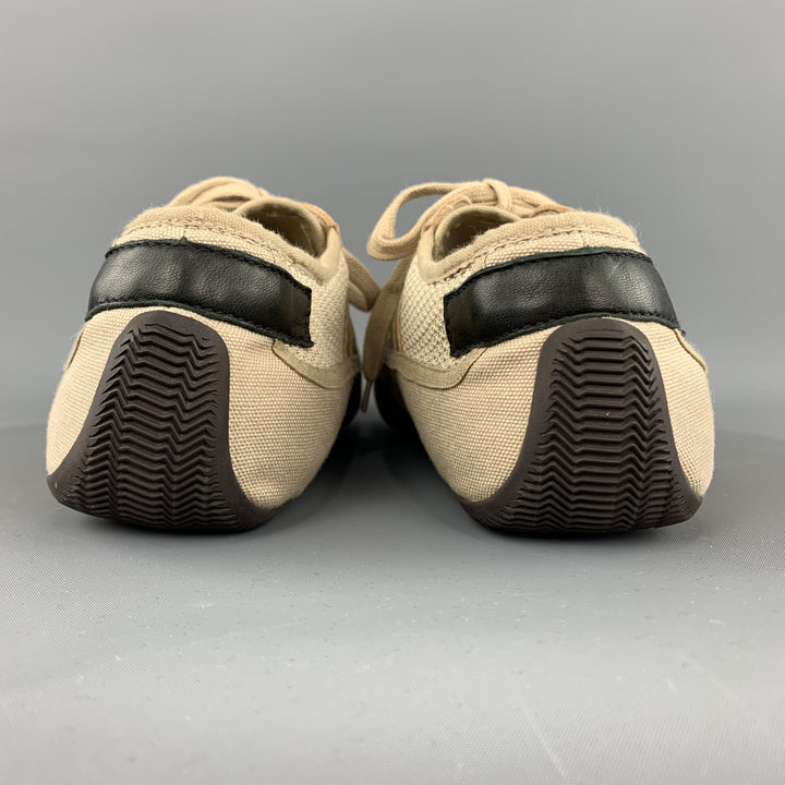 HELMUT LANG Size 11.5 Khaki Suede & Mesh Trainer Sneakers