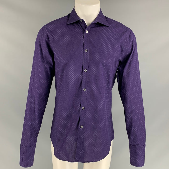 PAUL SMITH Camisa de manga larga con botones de algodón y lunares morados talla S