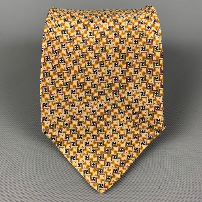 BRIONI Beige & Black Abstract Silk Tie