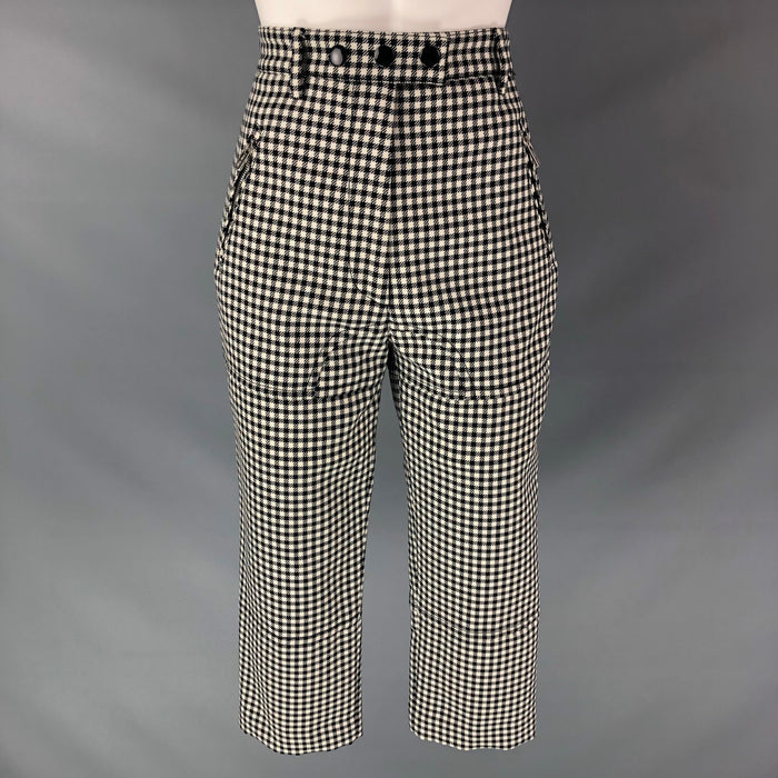 MIU MIU Size 2 Black White Wool Gingham Casual Pants