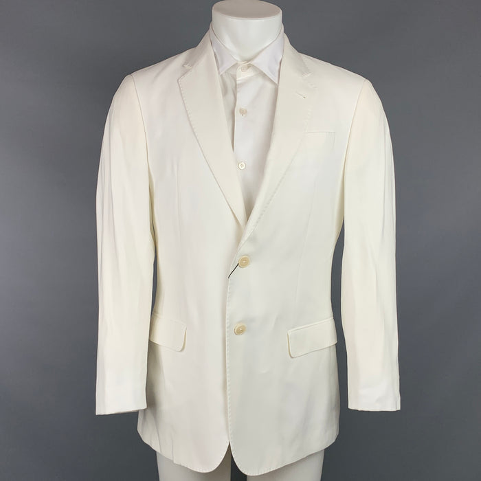 EMPORIO ARMANI Size 38 Regular White Viscose Blend Sport Coat